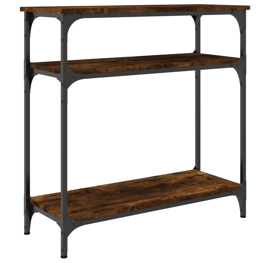 Table console chêne fumé 75x29x75 cm bois d'ingénierie - XIOS