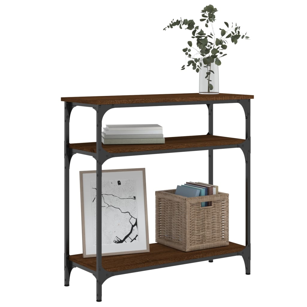 Table console chêne marron 75x29x75 cm bois d'ingénierie - XIOS