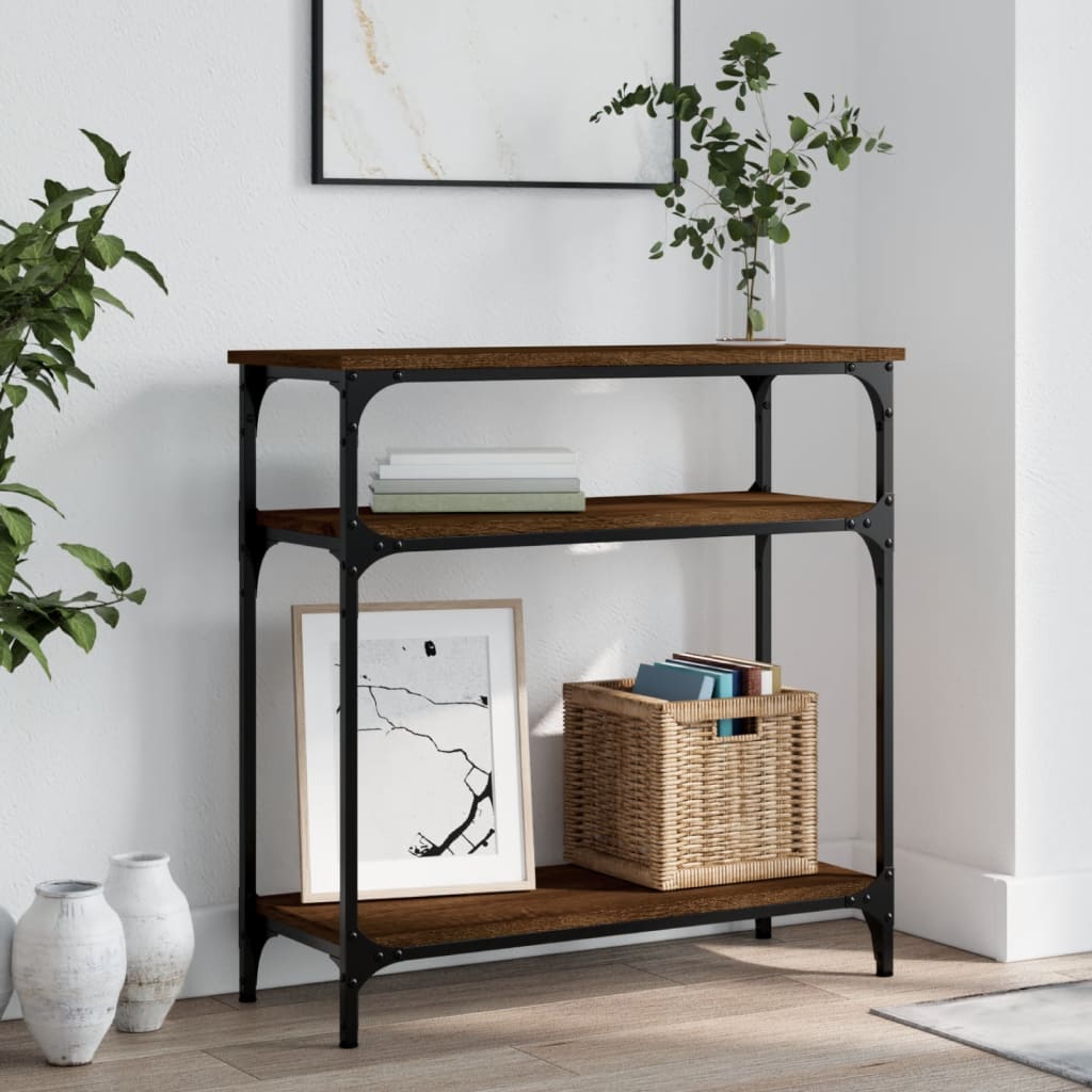 Table console chêne marron 75x29x75 cm bois d'ingénierie - XIOS