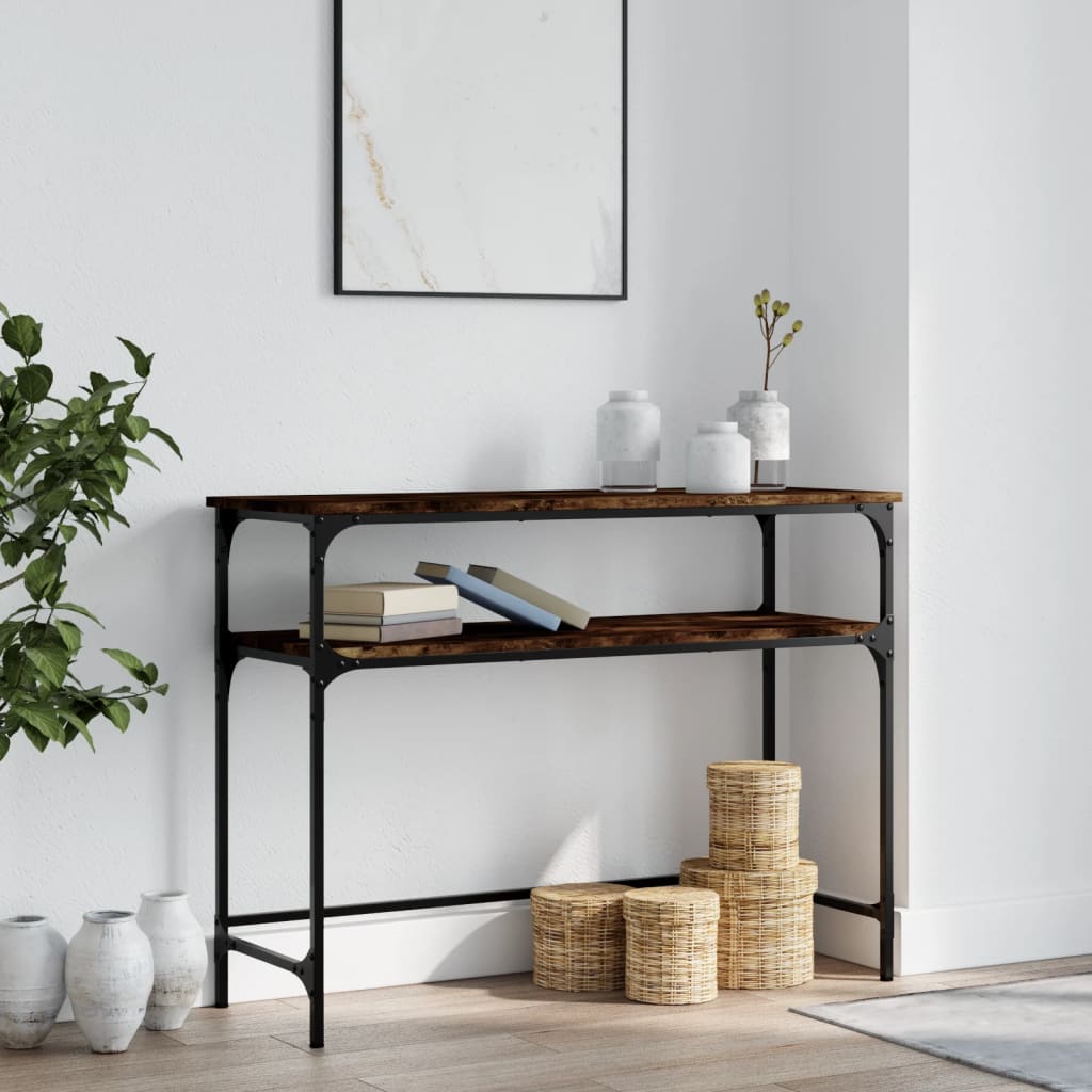 Table console chêne fumé 100x35,5x75 cm bois d'ingénierie - XIOS