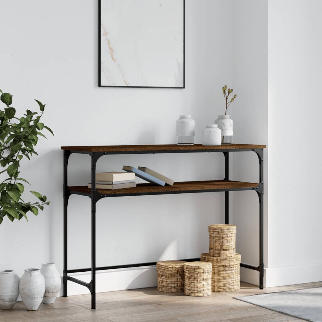 Table console chêne marron 100x35,5x75 cm bois d'ingénierie - XIOS