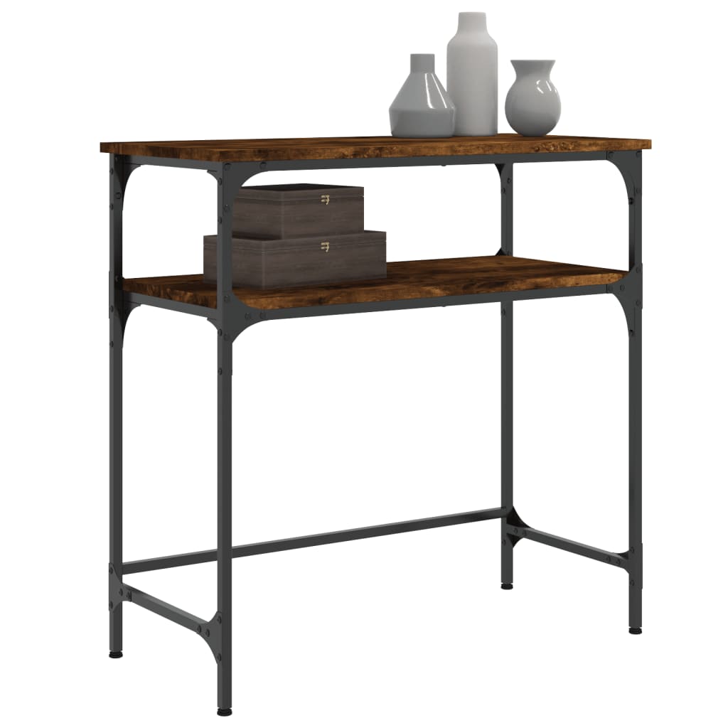 Table console chêne fumé 75x35,5x75 cm bois d'ingénierie - XIOS