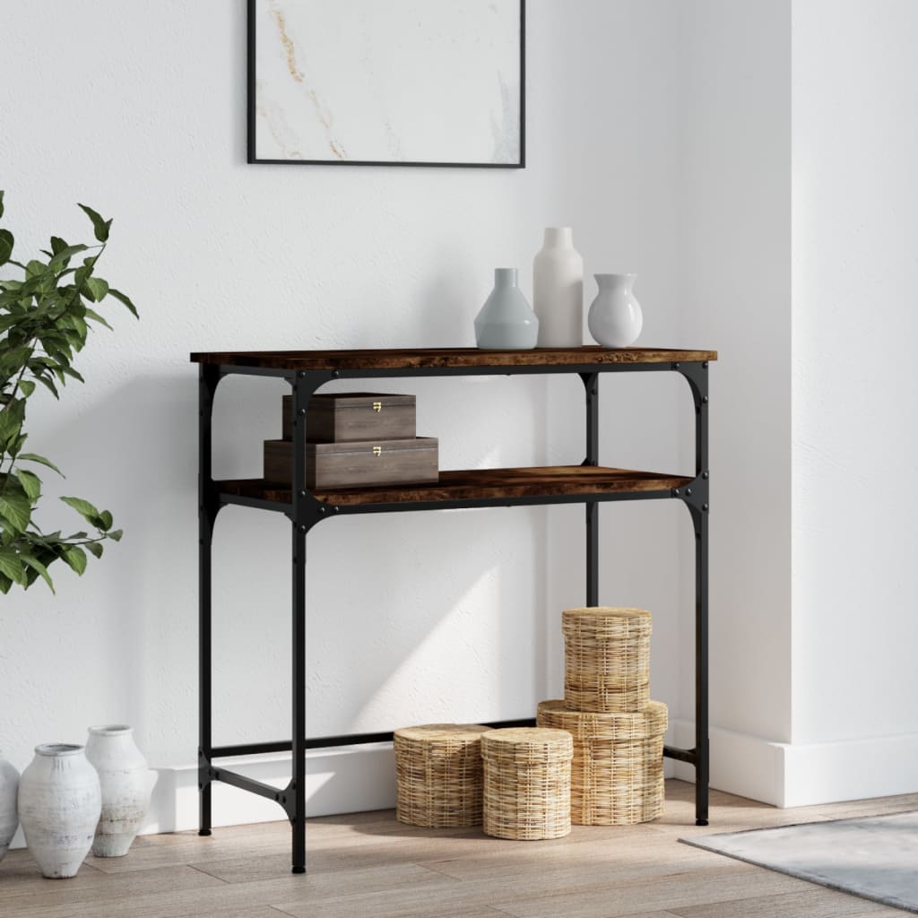Table console chêne fumé 75x35,5x75 cm bois d'ingénierie - XIOS