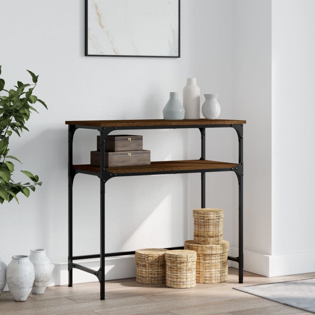 Table console chêne marron 75x35,5x75 cm bois d'ingénierie - XIOS