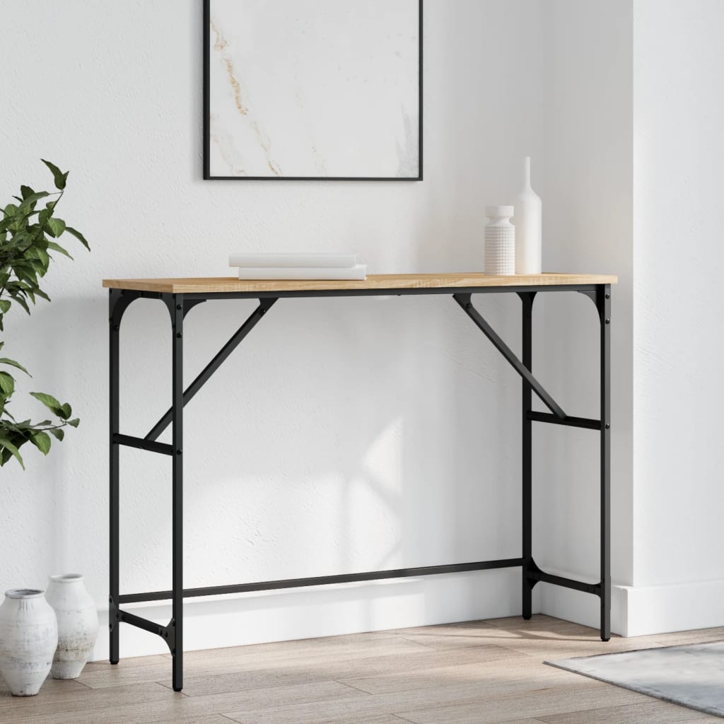 Table console chêne sonoma 100x32x75 cm bois d'ingénierie - XIOS