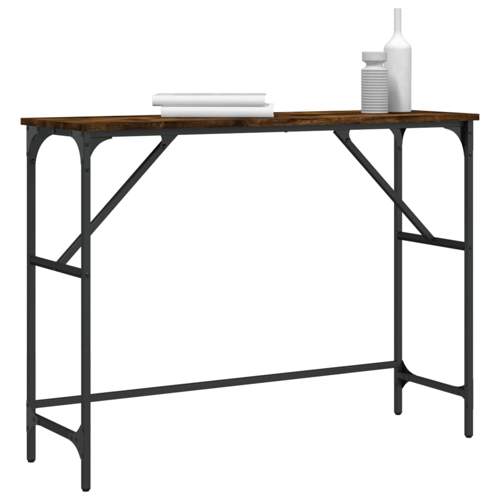 Table console chêne fumé 100x32x75 cm bois d'ingénierie - XIOS