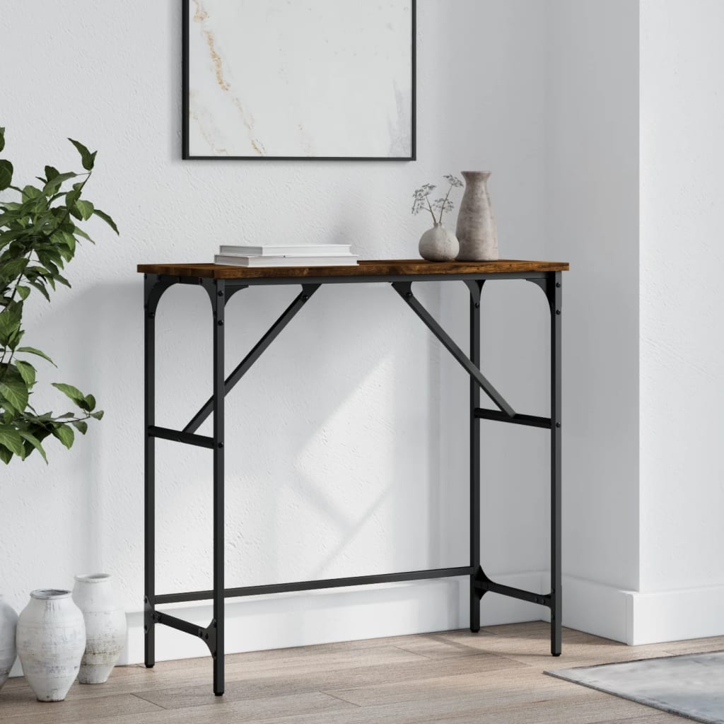 Table console chêne fumé 75x32x75 cm bois d'ingénierie - XIOS