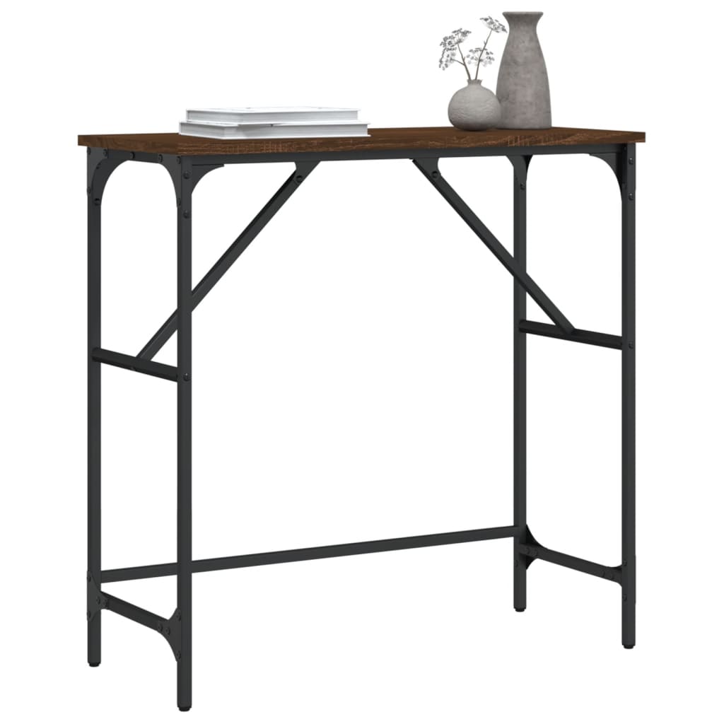 Table console chêne marron 75x32x75 cm bois d'ingénierie - XIOS