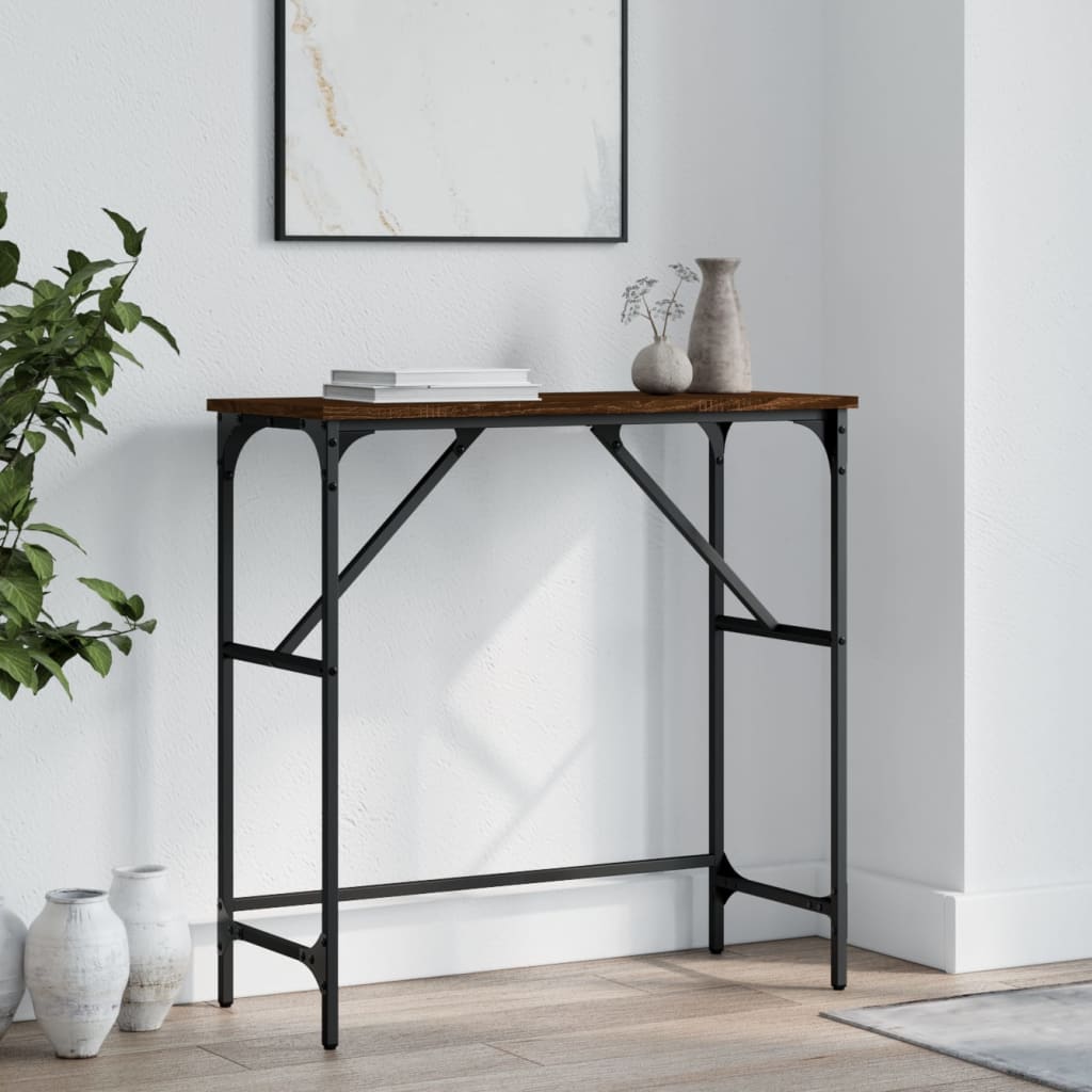 Table console chêne marron 75x32x75 cm bois d'ingénierie - XIOS