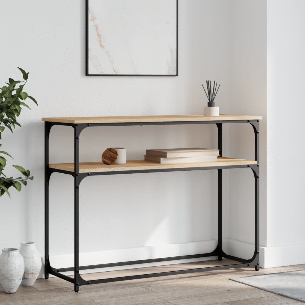 Table console chêne sonoma 100x35,5x75 cm bois d'ingénierie - XIOS