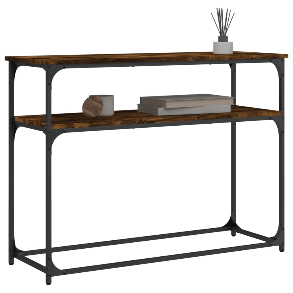 Table console chêne fumé 100x35,5x75 cm bois d'ingénierie - XIOS