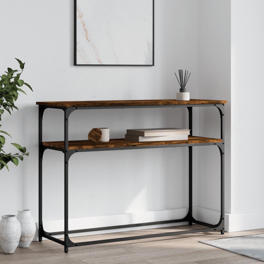 Table console chêne fumé 100x35,5x75 cm bois d'ingénierie - XIOS