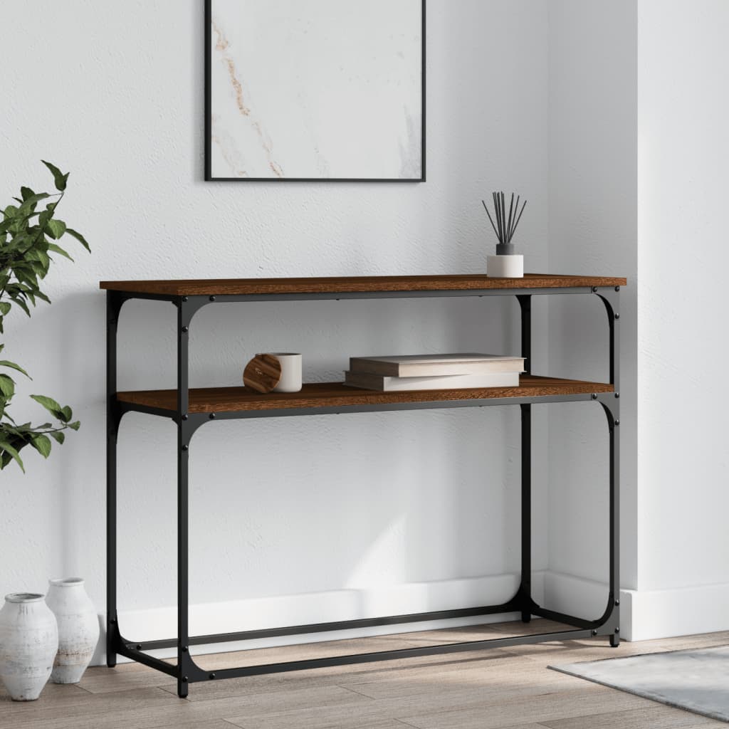 Table console chêne marron 100x35,5x75 cm bois d'ingénierie - XIOS