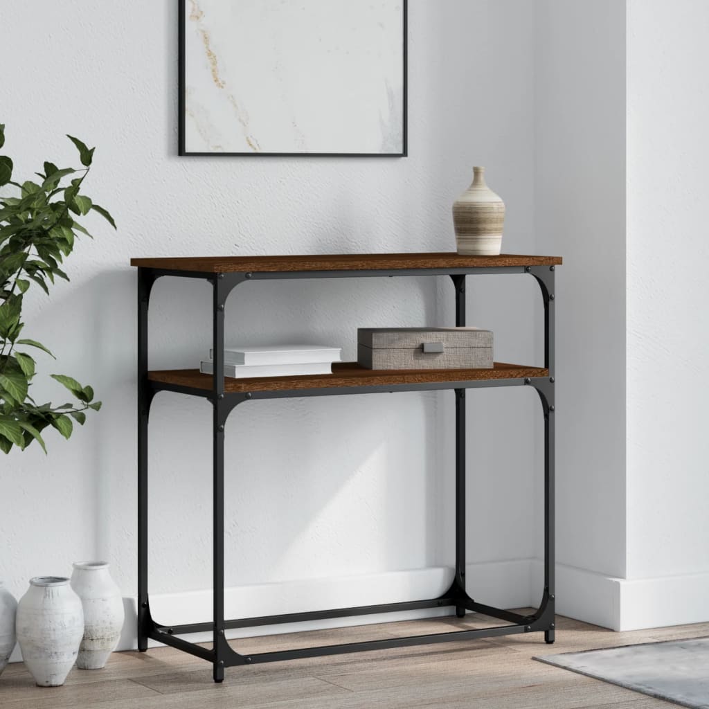 Table console chêne marron 75x35,5x75 cm bois d'ingénierie - XIOS