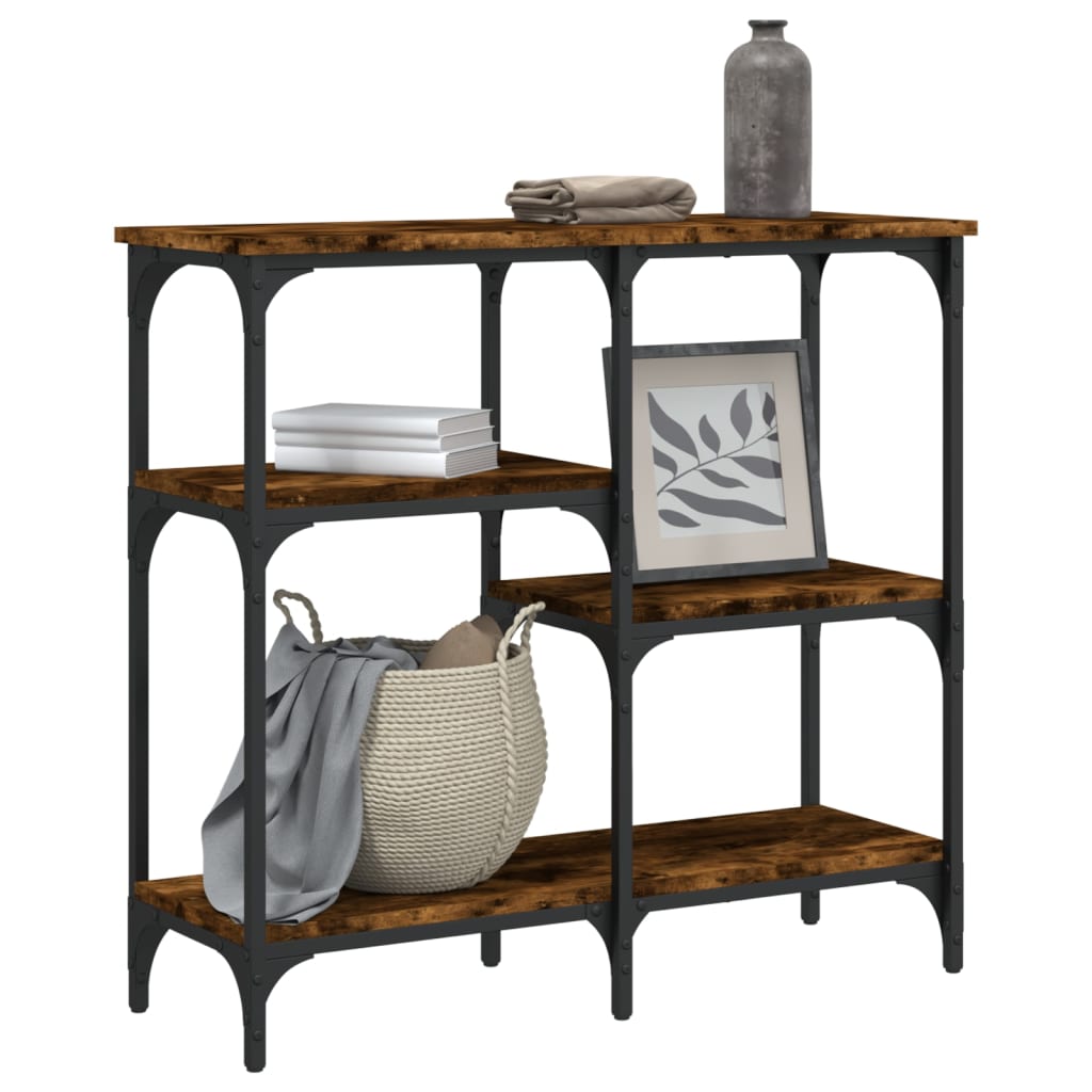 Table console chêne fumé 80x29x75 cm bois d'ingénierie - XIOS