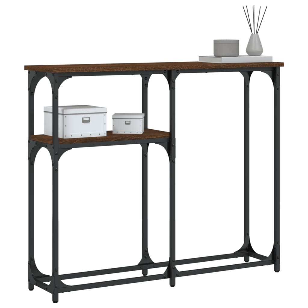 Table console chêne marron 90x22,5x75 cm bois d'ingénierie - XIOS