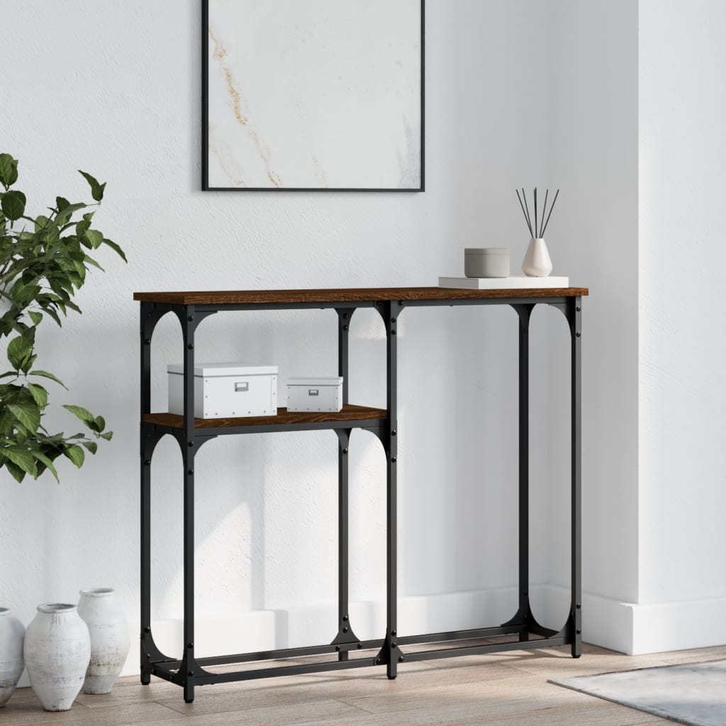 Table console chêne marron 90x22,5x75 cm bois d'ingénierie - XIOS