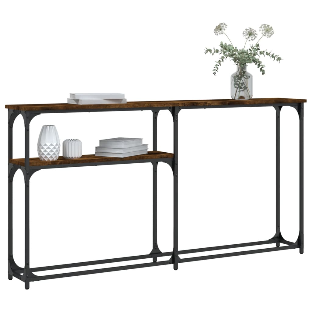 Table console chêne fumé 145x22,5x75 cm bois d'ingénierie - XIOS