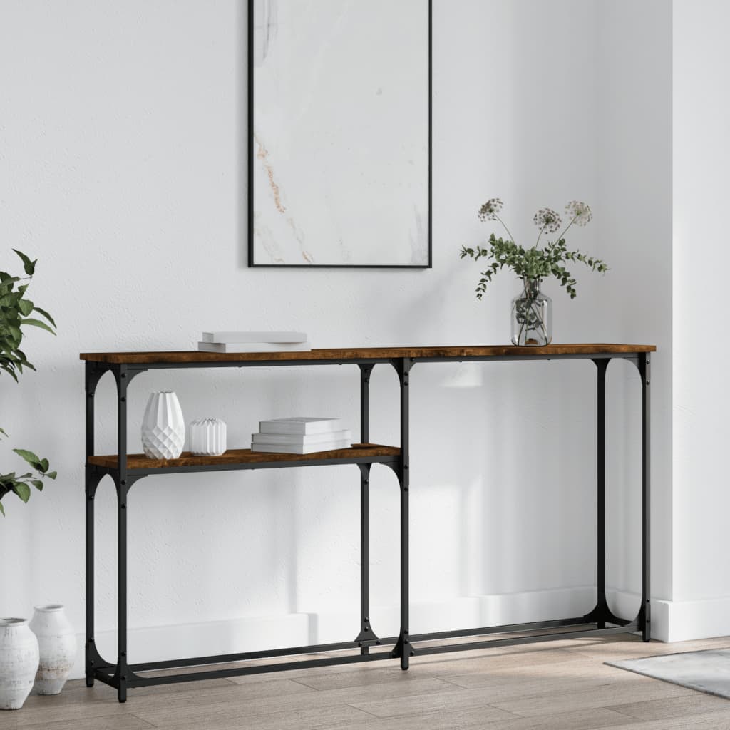 Table console chêne fumé 145x22,5x75 cm bois d'ingénierie - XIOS