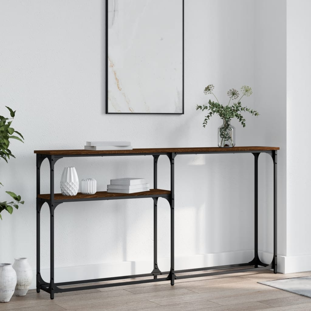 Table console chêne marron 145x22,5x75 cm bois d'ingénierie - XIOS