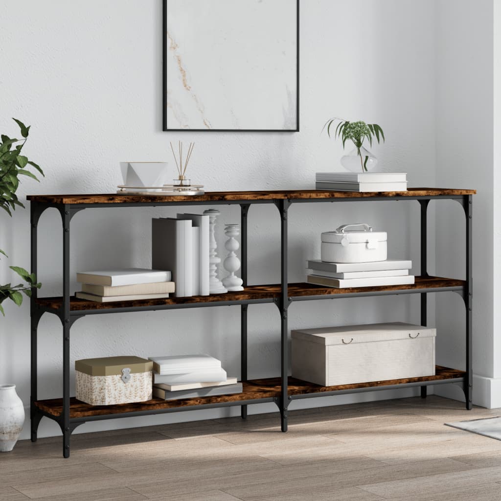 Table console chêne fumé 150x29x75 cm bois d'ingénierie - XIOS