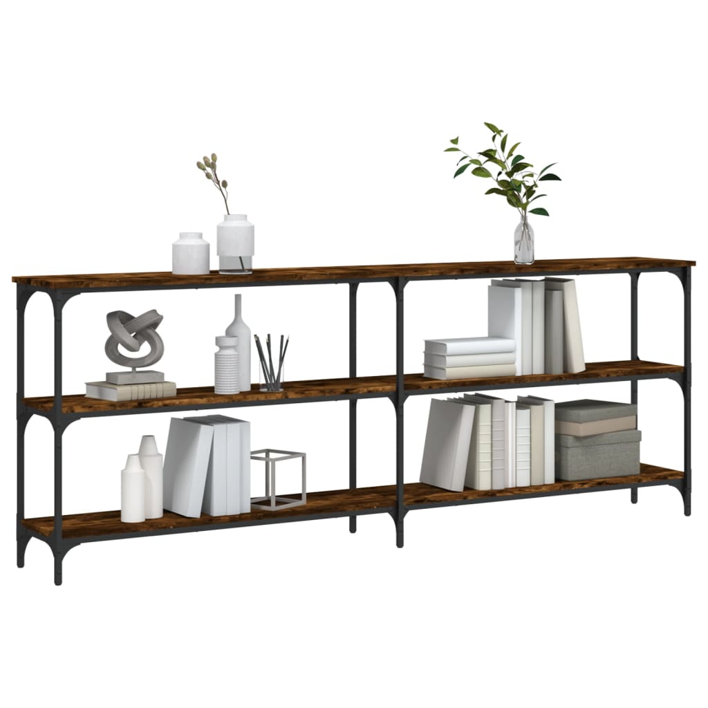 Table console chêne fumé 200x29x75 cm bois d'ingénierie - XIOS