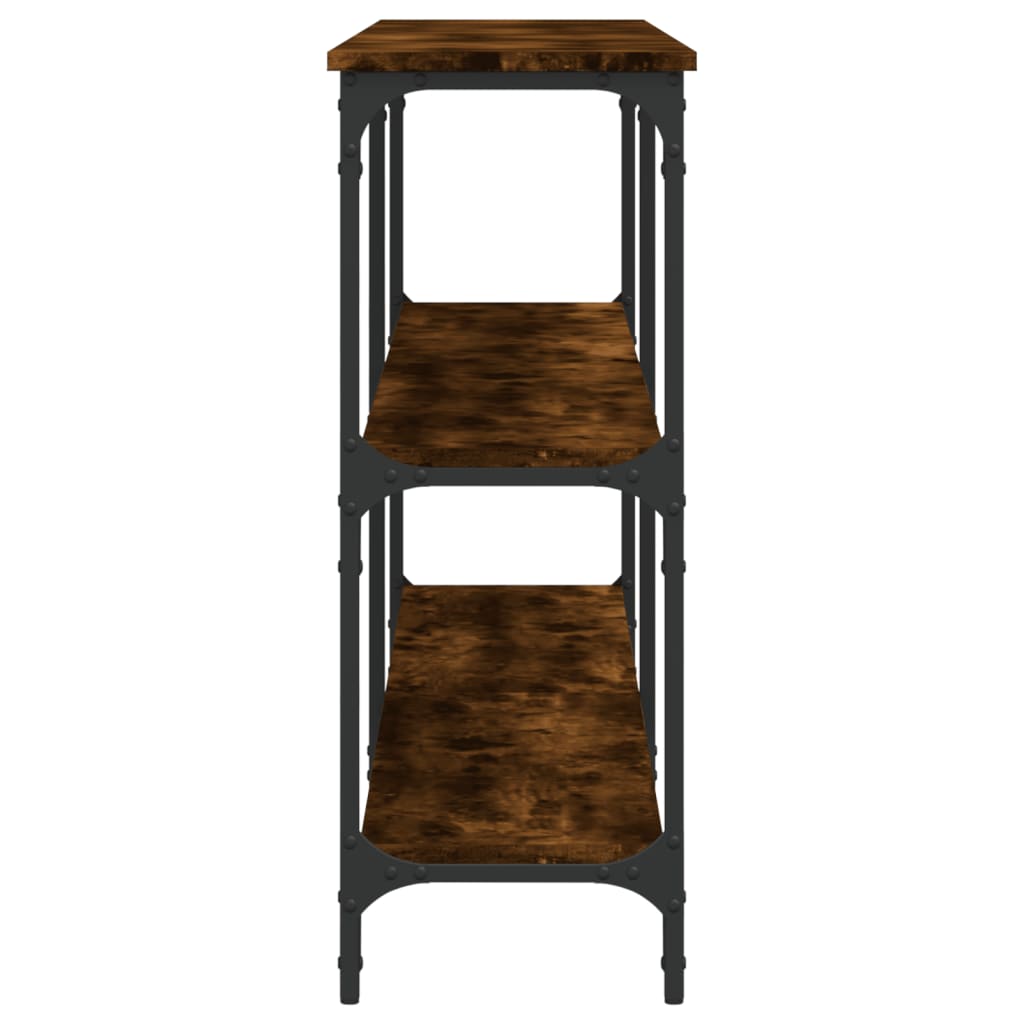 Table console chêne fumé 200x29x75 cm bois d'ingénierie - XIOS