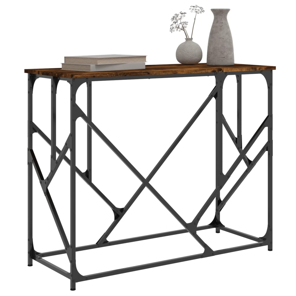 Table console chêne fumé 100x40x80 cm bois d'ingénierie - XIOS