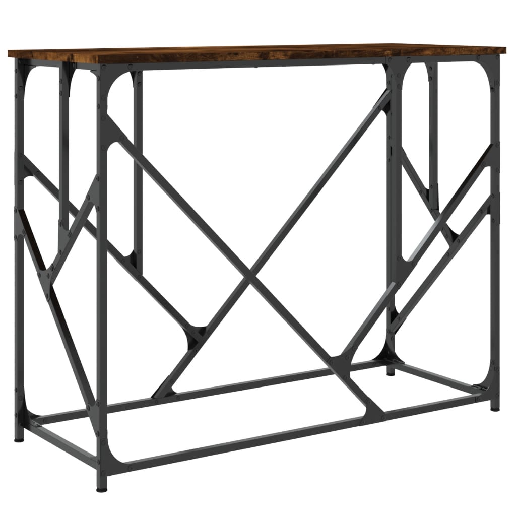 Table console chêne fumé 100x40x80 cm bois d'ingénierie - XIOS