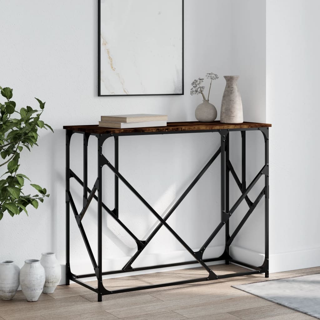 Table console chêne fumé 100x40x80 cm bois d'ingénierie - XIOS