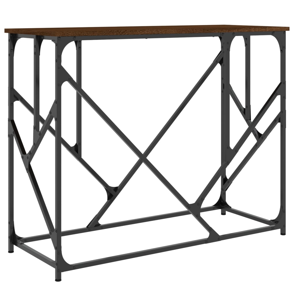 Table console chêne marron 100x40x80 cm bois d'ingénierie - XIOS