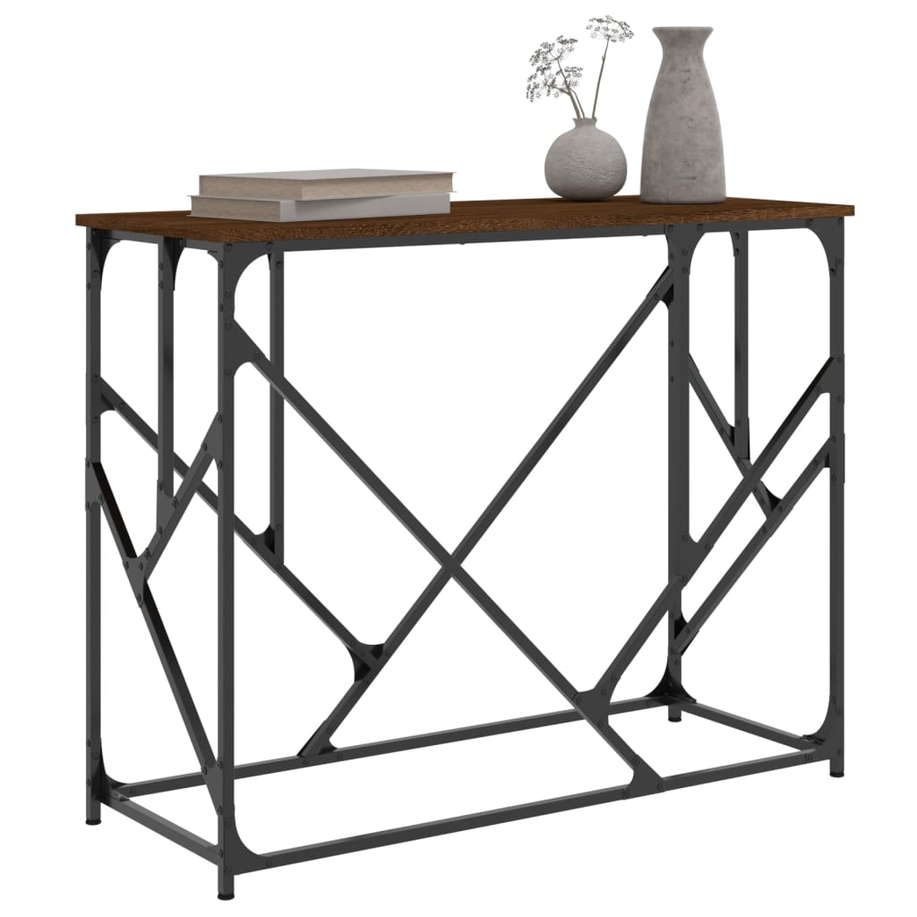 Table console chêne marron 100x40x80 cm bois d'ingénierie - XIOS