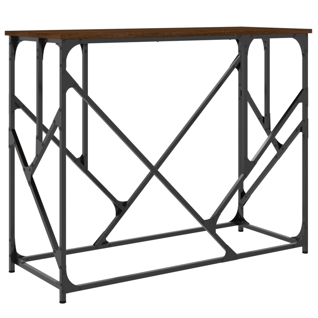 Table console chêne marron 100x40x80 cm bois d'ingénierie - XIOS
