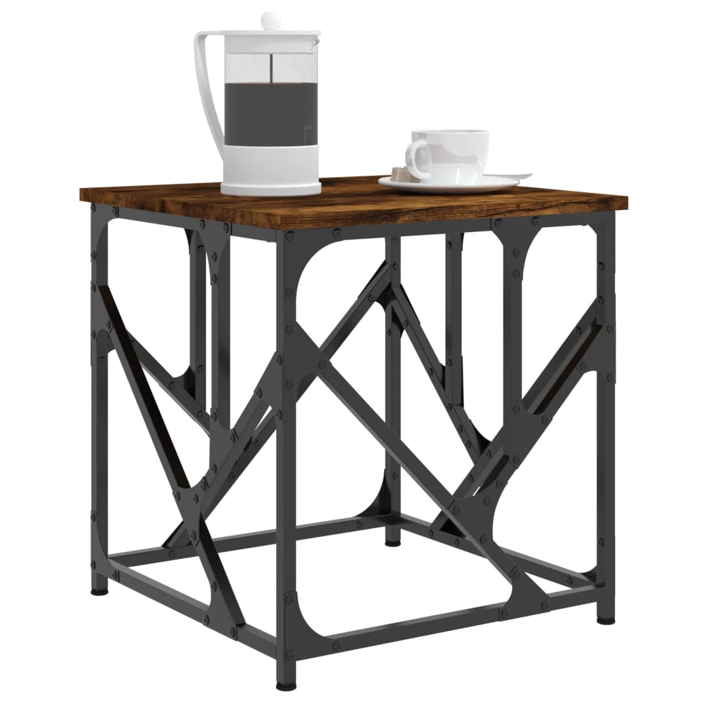 Table basse chêne fumé 45x45x47,5 cm bois d'ingénierie - XIOS