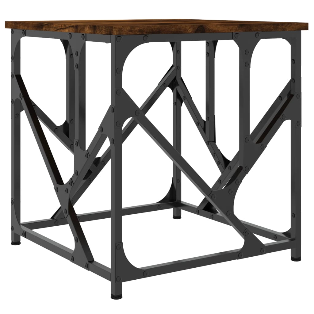 Table basse chêne fumé 45x45x47,5 cm bois d'ingénierie - XIOS