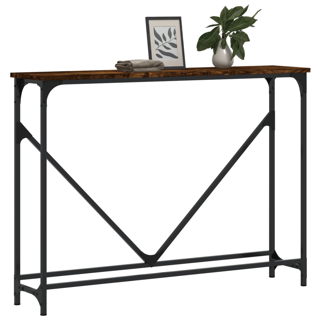 Table console chêne fumé 102x22,5x75 cm bois d'ingénierie - XIOS