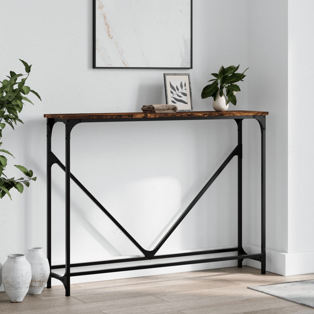 Table console chêne fumé 102x22,5x75 cm bois d'ingénierie - XIOS