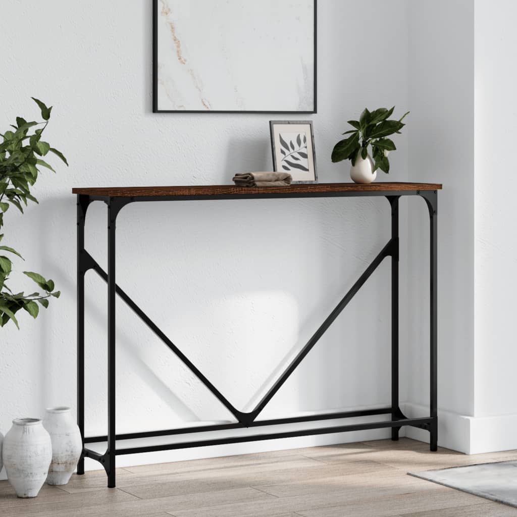 Table console chêne marron 102x22,5x75 cm bois d'ingénierie - XIOS