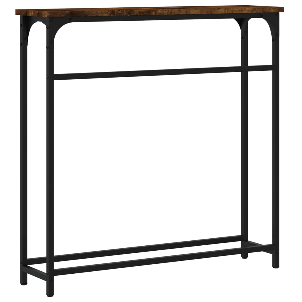 Table console chêne fumé 75x19,5x75 cm bois d'ingénierie - XIOS