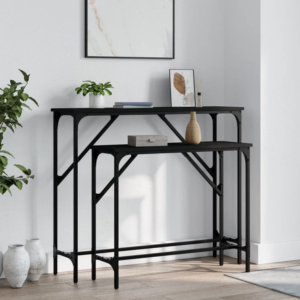 Tables console 2 pcs noir bois d'ingénierie - XIOS