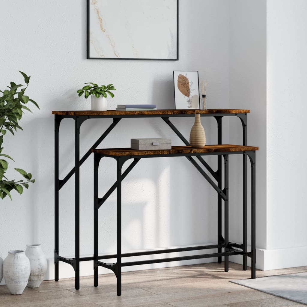 Tables console 2 pcs chêne fumé bois d'ingénierie - XIOS