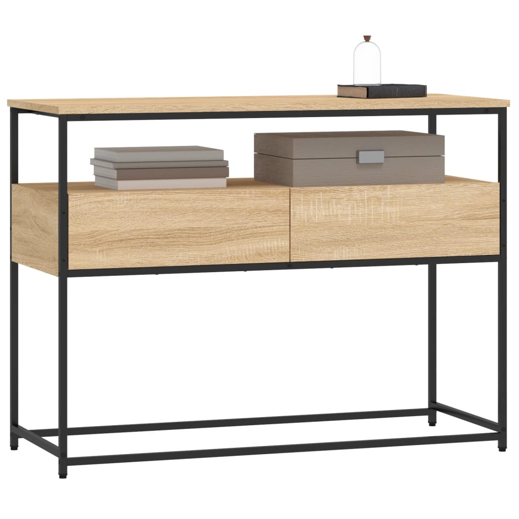 Table console chêne sonoma 100x40x75 cm bois d'ingénierie - XIOS
