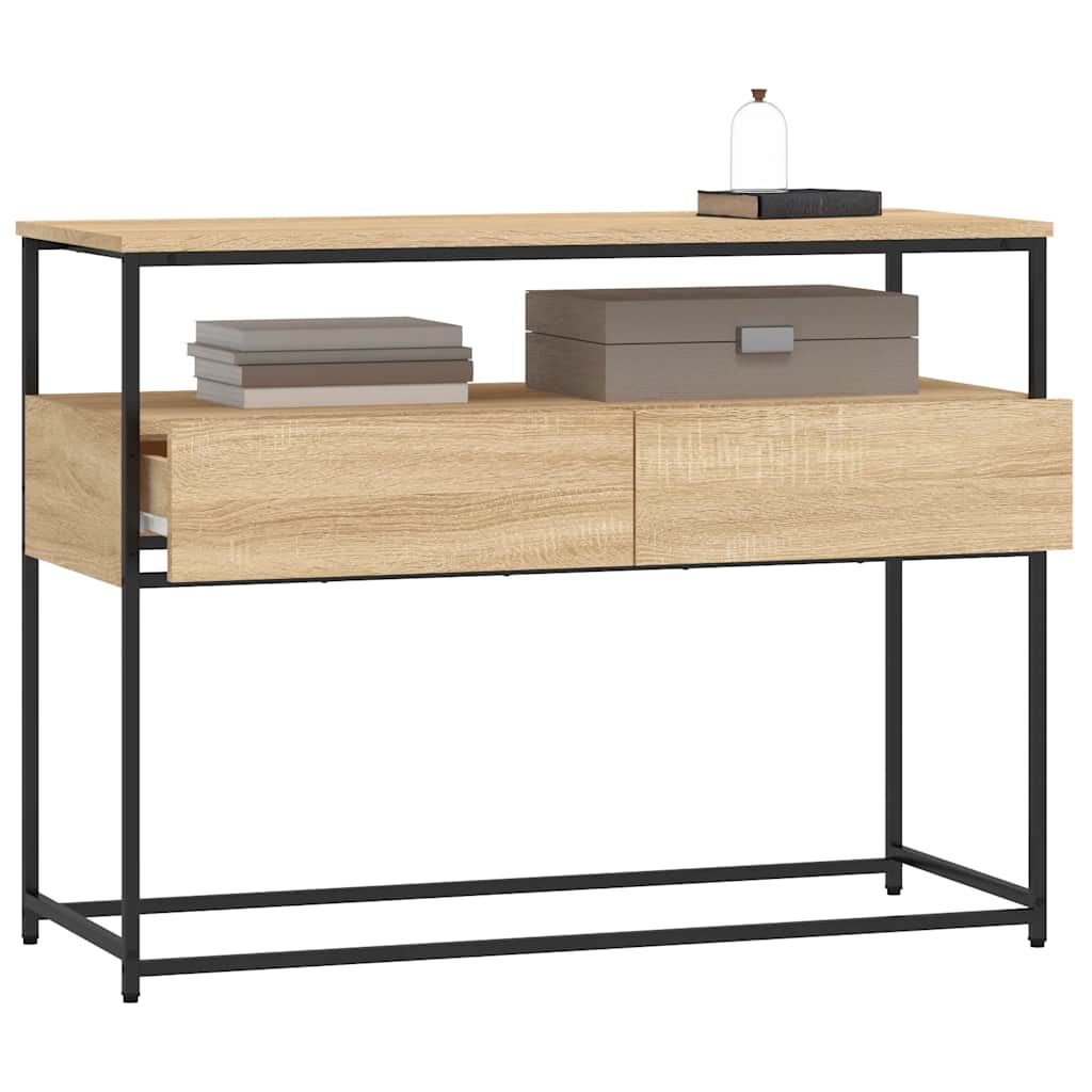 Table console chêne sonoma 100x40x75 cm bois d'ingénierie - XIOS