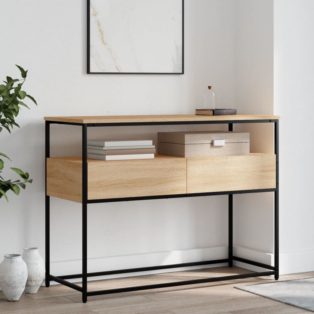 Table console chêne sonoma 100x40x75 cm bois d'ingénierie - XIOS