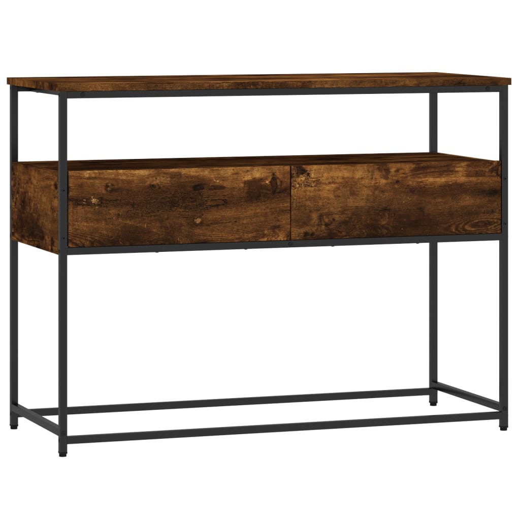 Table console chêne fumé 100x40x75 cm bois d'ingénierie - XIOS