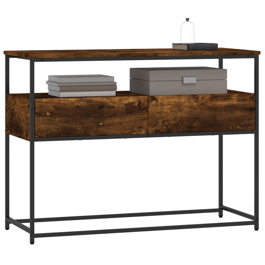 Table console chêne fumé 100x40x75 cm bois d'ingénierie - XIOS