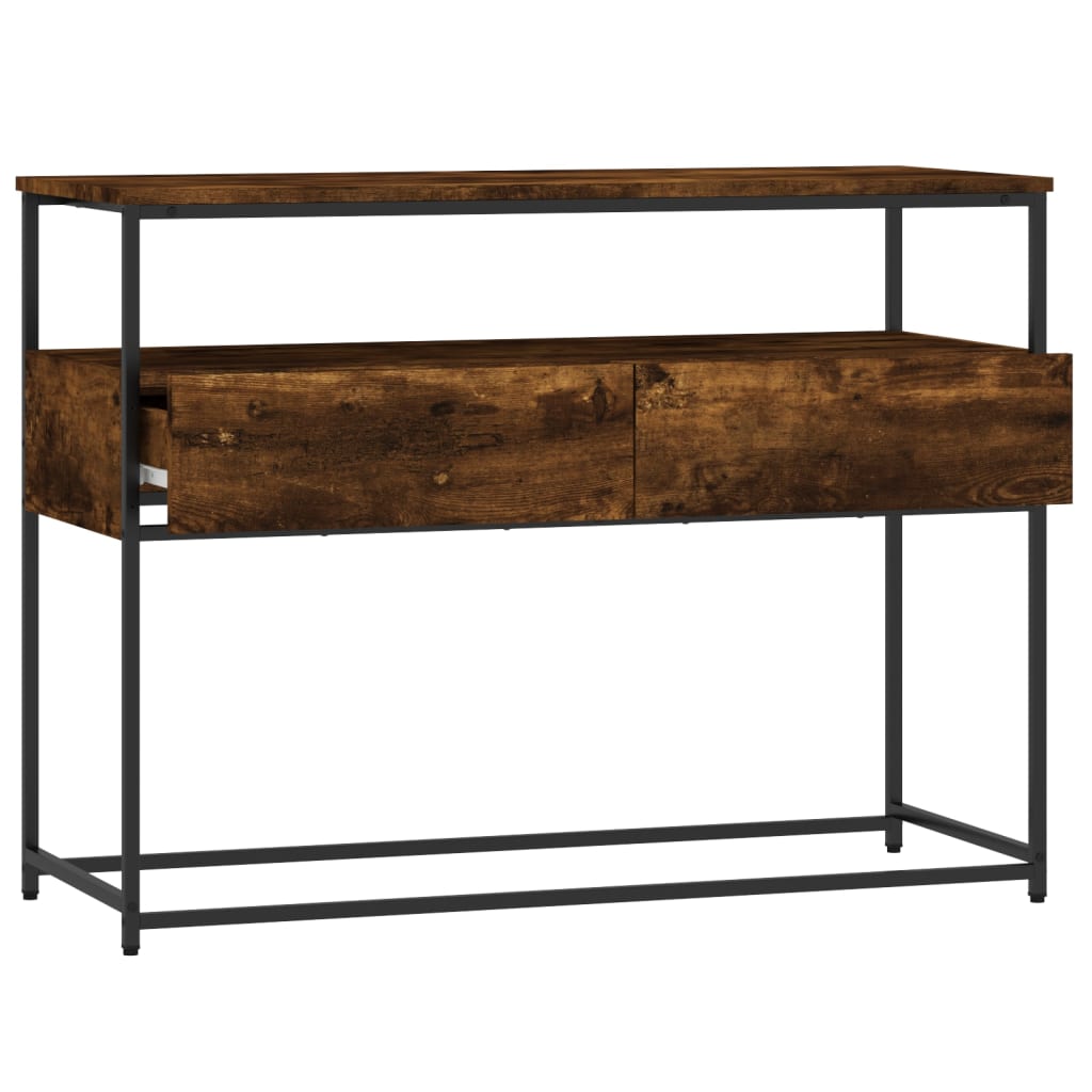 Table console chêne fumé 100x40x75 cm bois d'ingénierie - XIOS
