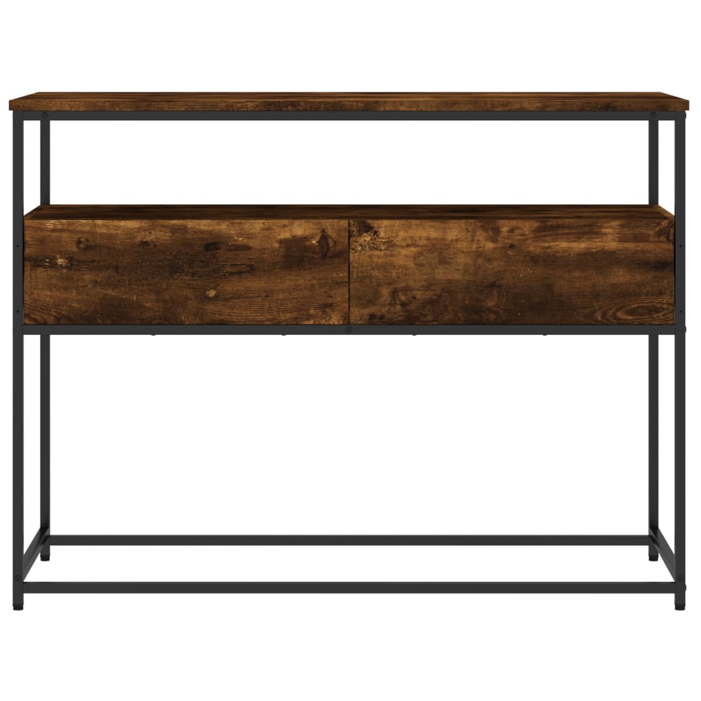Table console chêne fumé 100x40x75 cm bois d'ingénierie - XIOS