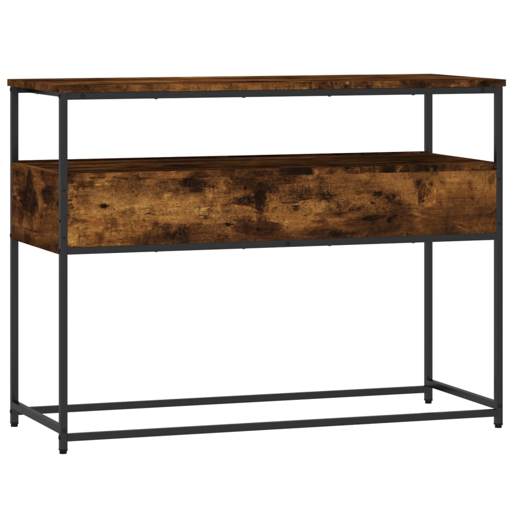 Table console chêne fumé 100x40x75 cm bois d'ingénierie - XIOS