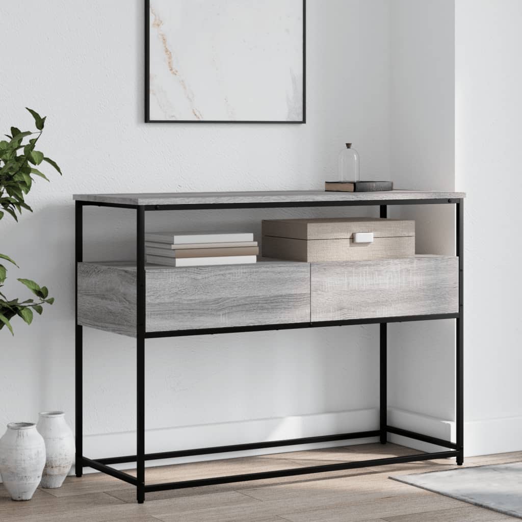 Table console sonoma gris 100x40x75 cm bois d'ingénierie - XIOS